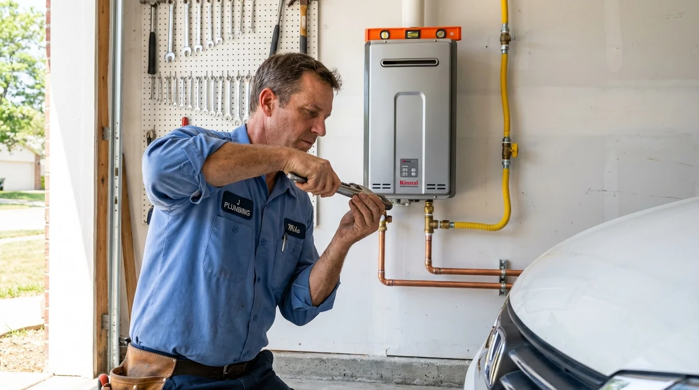 Tankless water heater installation by a Johns Plumbing LLC plumber in South Haven